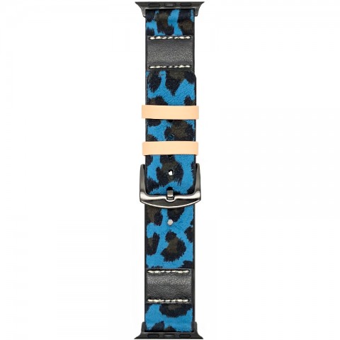 Ремешок кожаный "Леопард" для Apple Watch 38/40/41мм, голубой