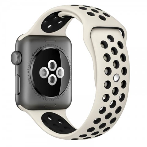 Спортивный ремешок Nike Style для Apple Watch 38/40mm, бежевый/черный-2