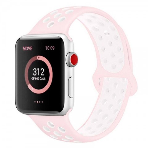 Спортивный ремешок Nike Style для Apple Watch 38/40mm, розовый/белый-1