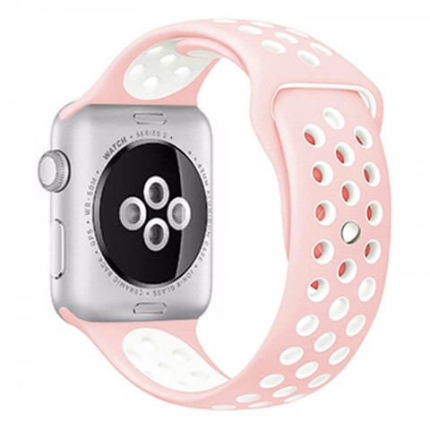 Спортивный ремешок Nike Style для Apple Watch 38/40mm, розовый/белый-2