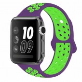 Спортивный ремешок Nike Style для Apple Watch 38/40mm, пурпурный/салатовый Спортивный ремешок Nike Style для Apple Watch 38/40mm, пурпурный/салатовый