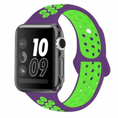 Спортивный ремешок Nike Style для Apple Watch 38/40mm, пурпурный/салатовый