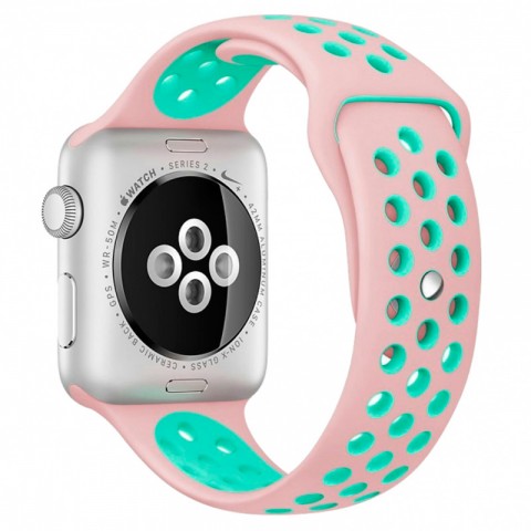 Спортивный ремешок Nike Style для Apple Watch 38/40mm, розовый/бирюзовый-1