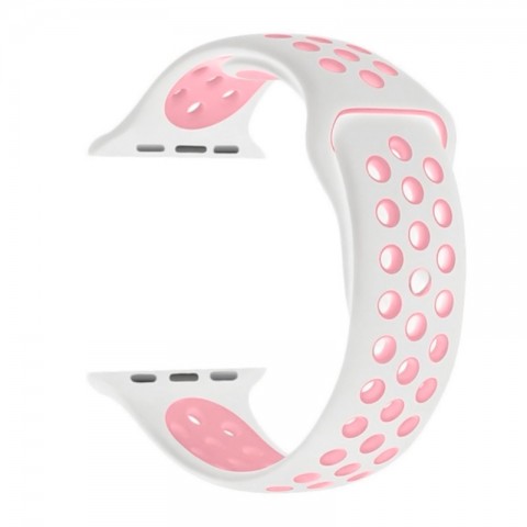 Спортивный ремешок Nike Style для Apple Watch 42/44mm, белый/розовый-1