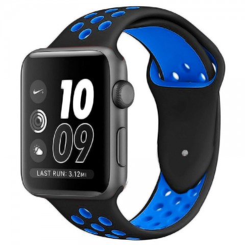 Спортивный ремешок Nike Style для Apple Watch 42/44mm, черный/синий-1