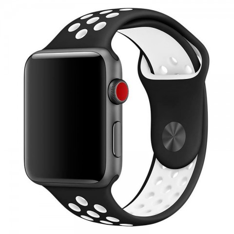 Спортивный ремешок Nike Style для Apple Watch 38/40mm, черный/белый-2