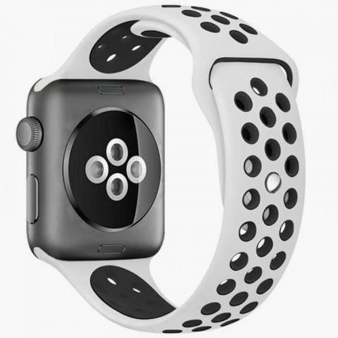 Спортивный ремешок Nike Style для Apple Watch 38/40mm, белый/черный-2