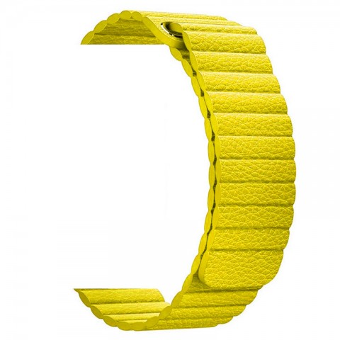 Ремешок кожаный с магнитной застежкой 42/44/45мм для Apple Watch, желтый-1