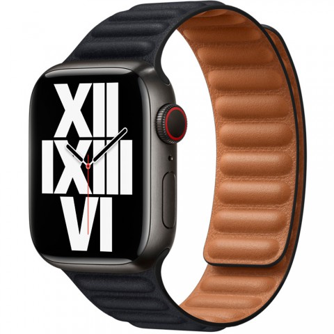Браслет кожаный магнитный 38/40/41мм для Apple Watch, черный-2