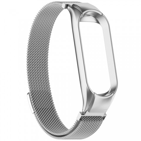 Браслет миланский сетчатый для Xiaomi Mi Band 5/6, серебристый-1