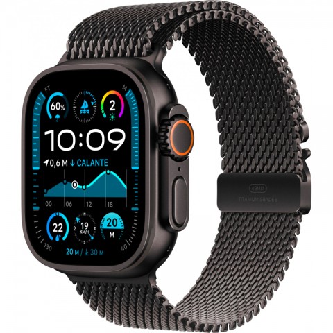Часы Apple Watch Ultra 2 GPS + Cellular, 49 мм, корпус из черного титана, ремешок Milanese Loop черного цвета
