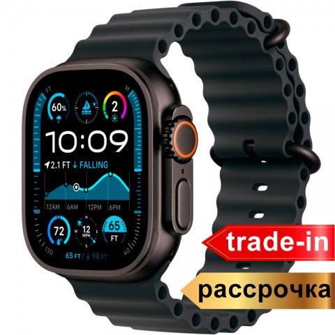 Часы Apple Watch Ultra 2 GPS + Cellular, 49 мм, корпус из черного титана, ремешок Ocean черного цвета