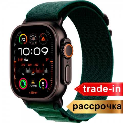 Apple Watch Ultra 2 GPS + Cellular, 49 мм, корпус из черного титана, ремешок Alpine зеленого цвета