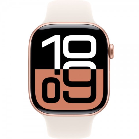 Часы Apple Watch Series 10, 46 мм, корпус из алюминия цвета "розовое золото", спортивный ремешок Starlight-1