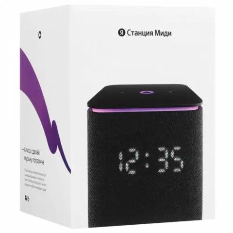 Умная колонка Яндекс Станция Миди с Алисой, черная-3