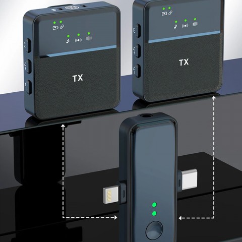 Комплект из двух беспроводных петличных микрофонов SX31 с ресивером (Jack 3.5/USB-C/lightning)-3
