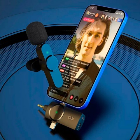 Комплект из двух беспроводных петличных микрофонов с ресивером (Jack 3.5/USB-C/lightning)-7