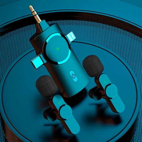 Комплект из двух беспроводных петличных микрофонов с ресивером (Jack 3.5/USB-C/lightning)-5