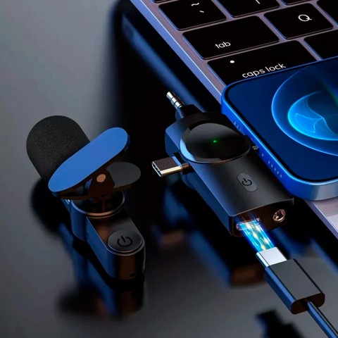 Комплект из двух беспроводных петличных микрофонов с ресивером (Jack 3.5/USB-C/lightning)-3