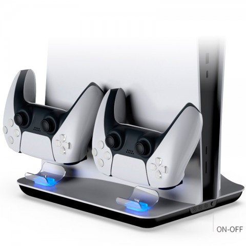 Многофункциональная охлаждающая подставка (док-станция) DOBE для игровой приставки PlayStation 5 (PS5) с зарядкой и индикацией для геймпадов DualSense.-1