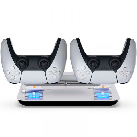 Многофункциональная охлаждающая подставка (док-станция) DOBE для игровой приставки PlayStation 5 (PS5) с зарядкой и индикацией для геймпадов DualSense.-3