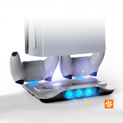 Многофункциональная охлаждающая подставка (док-станция) DOBE для игровой приставки PlayStation 5 (PS5) с зарядкой и индикацией для геймпадов DualSense.-1