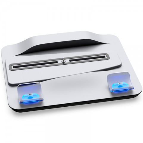 Многофункциональная охлаждающая подставка (док-станция) DOBE для игровой приставки PlayStation 5 (PS5) с зарядкой и индикацией для геймпадов DualSense.