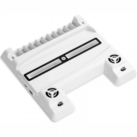 Многофункциональная охлаждающая подставка (док-станция) DOBE для игровой приставки PlayStation 5 (PS5) с зарядкой и индикацией для геймпадов DualSense и отделениями для дисков.