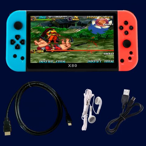 Портативная игровая консоль X80, 7" дюймов, встроенные 1000 игр-7