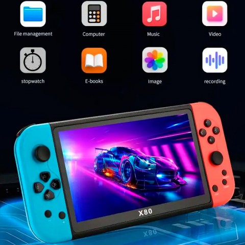 Портативная игровая консоль X80, 7" дюймов, встроенные 1000 игр-3