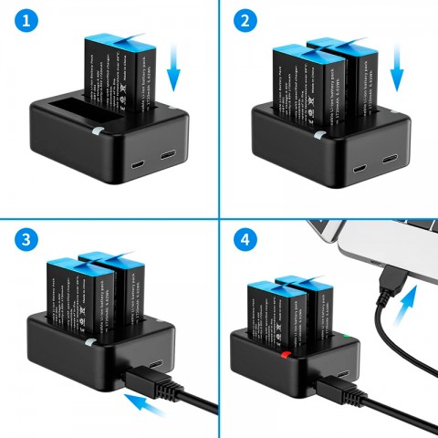 Двойное зарядное устройство для экшн камеры GoPro Hero 9/10/11/12/13-3