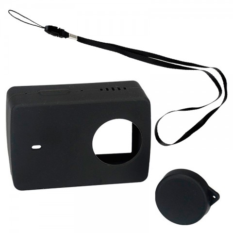 Чехол силиконовый с крышкой и страховочным тросиком для экшн камеры Xiaomi Mijia 4K