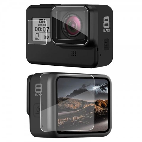 Стекло защитное для GoPro Hero 8 комплект 2 шт (на дисплей, линзу)-2