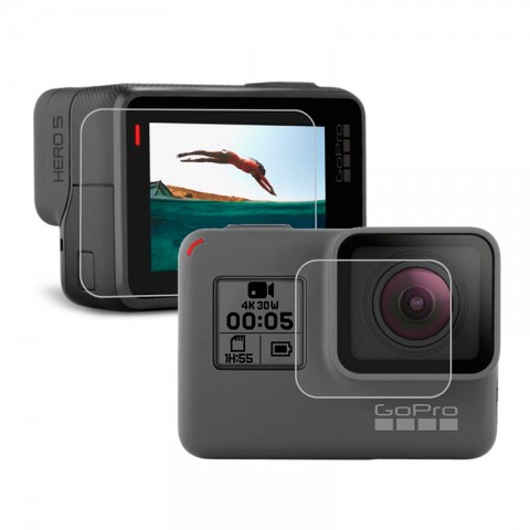 Пленка защитная для GoPro Hero 5/6/7 комплект 2 шт (на дисплей, линзу)