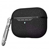 Чехол TPU рельеф "кожа" для AirPods Pro, с карабином, черный Чехол TPU рельеф "кожа" для AirPods Pro, с карабином, черный