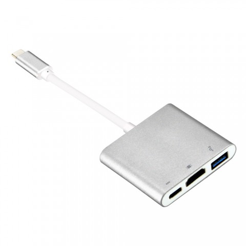 Адаптер многопортовый цифровой AV/USB-C, серебристый