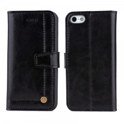 Чехол-книжка для iPhone 5/5S/SE из кожи Modena, чёрный-1