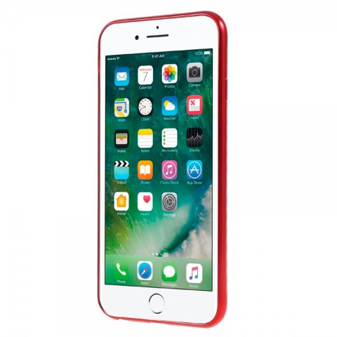 Чехол-накладка для iPhone 6 Plus/6s Plus TPU карбон-имитация, красный-1