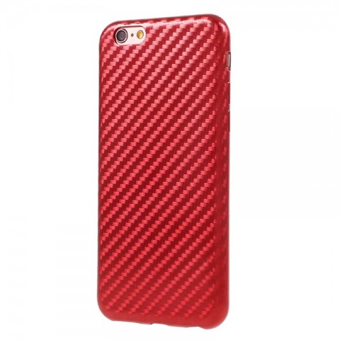 Чехол-накладка для iPhone 6 Plus/6s Plus TPU карбон-имитация, красный