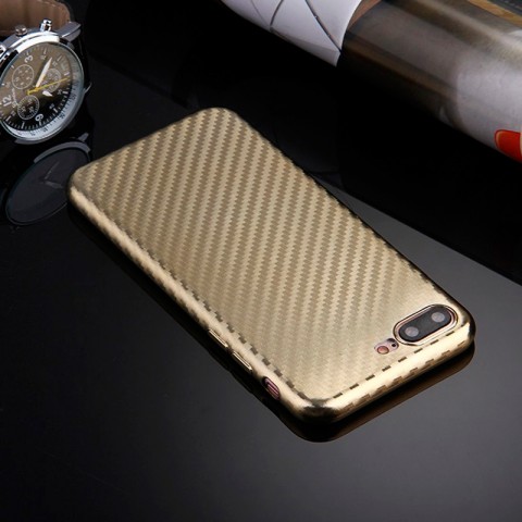 Чехол-накладка для iPhone 7 Plus / 8 Plus TPU карбон-имитация, золотой-3