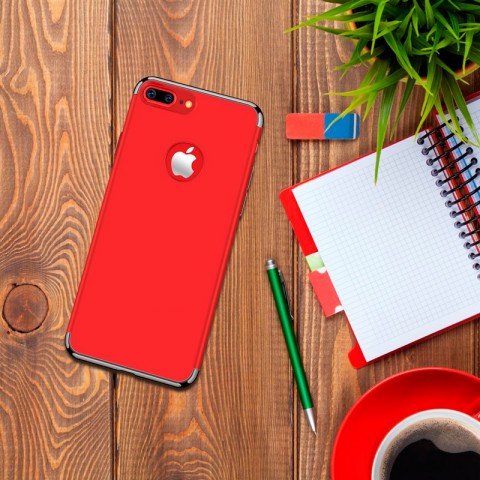 Чехол-накладка для iPhone 7 Plus / 8 Plus TPU красный с хромом, глянцевый-2