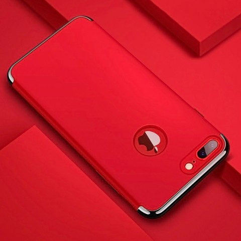 Чехол-накладка для iPhone 7 Plus / 8 Plus TPU красный с хромом, глянцевый-1