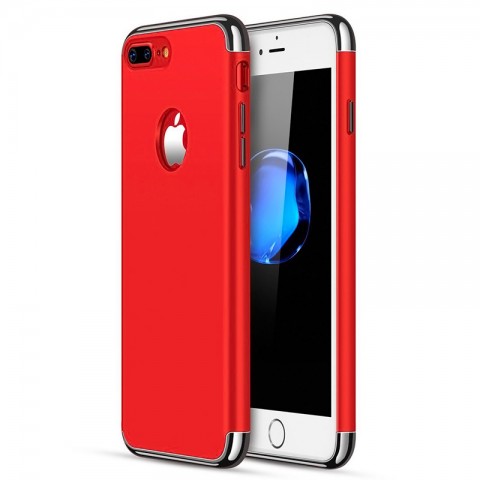 Чехол-накладка для iPhone 7 Plus / 8 Plus TPU красный с хромом, глянцевый
