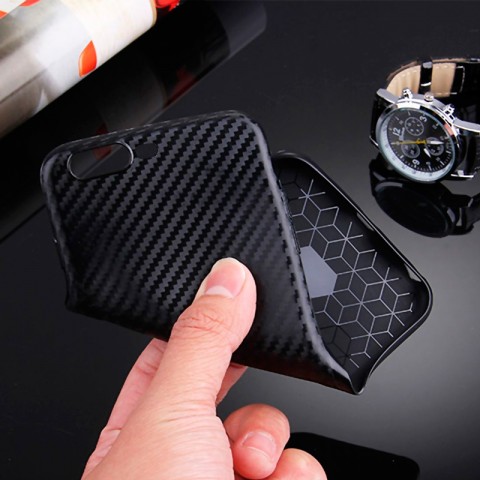 Чехол-накладка для iPhone 7 Plus / 8 Plus TPU карбон-имитация, черный-6