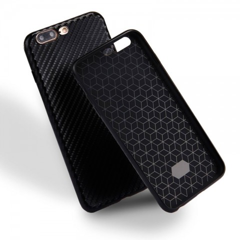 Чехол-накладка для iPhone 7 Plus / 8 Plus TPU карбон-имитация, черный