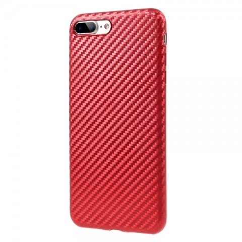 Чехол-накладка для iPhone 7 Plus / 8 Plus TPU карбон-имитация, красный