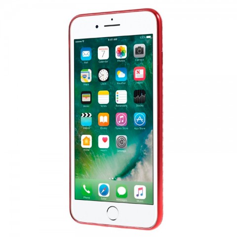 Чехол-накладка для iPhone 7 Plus / 8 Plus TPU карбон-имитация, красный-1