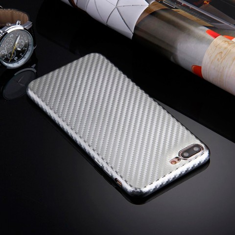 Чехол-накладка для iPhone 7 Plus / 8 Plus TPU карбон-имитация, серебристый-3