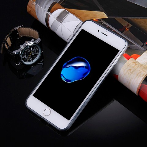 Чехол-накладка для iPhone 7 Plus / 8 Plus TPU карбон-имитация, серебристый-2