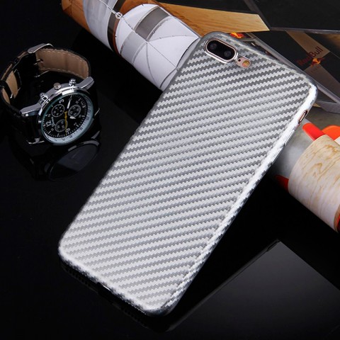 Чехол-накладка для iPhone 7 Plus / 8 Plus TPU карбон-имитация, серебристый-1